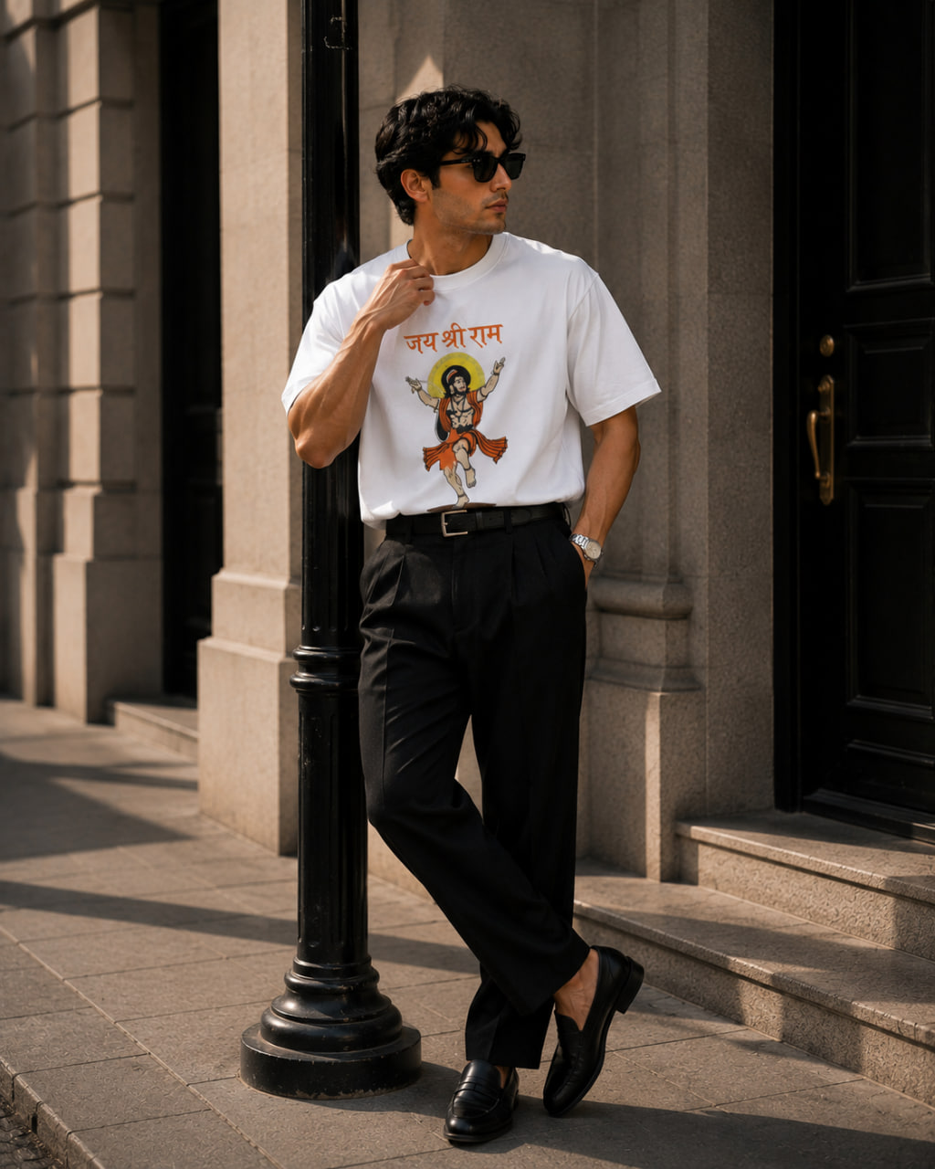 The Divine Hanuman | Premium Embroidered Oversized T-Shirt - Image 3