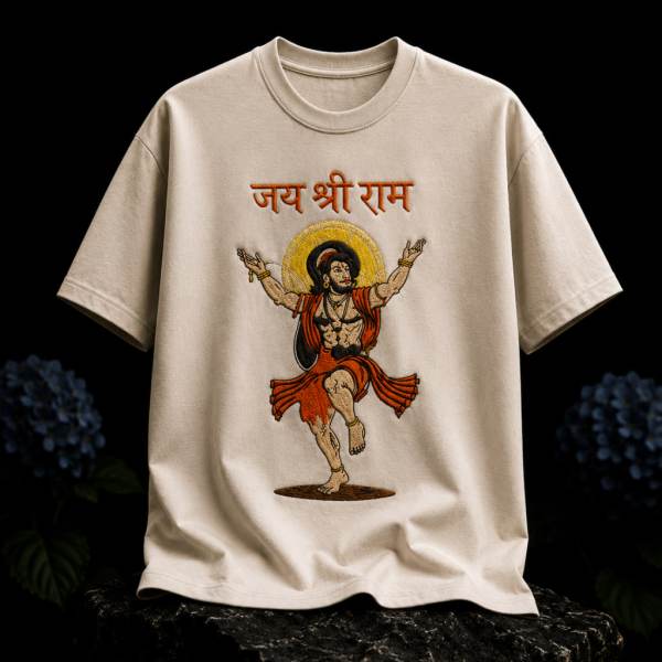 The Divine Hanuman | Premium Embroidered Oversized T-Shirt